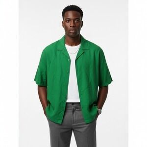 NWT Fashion Nova Mens 100% Cotton Button Down Shirt Size XXL Green Streetwear